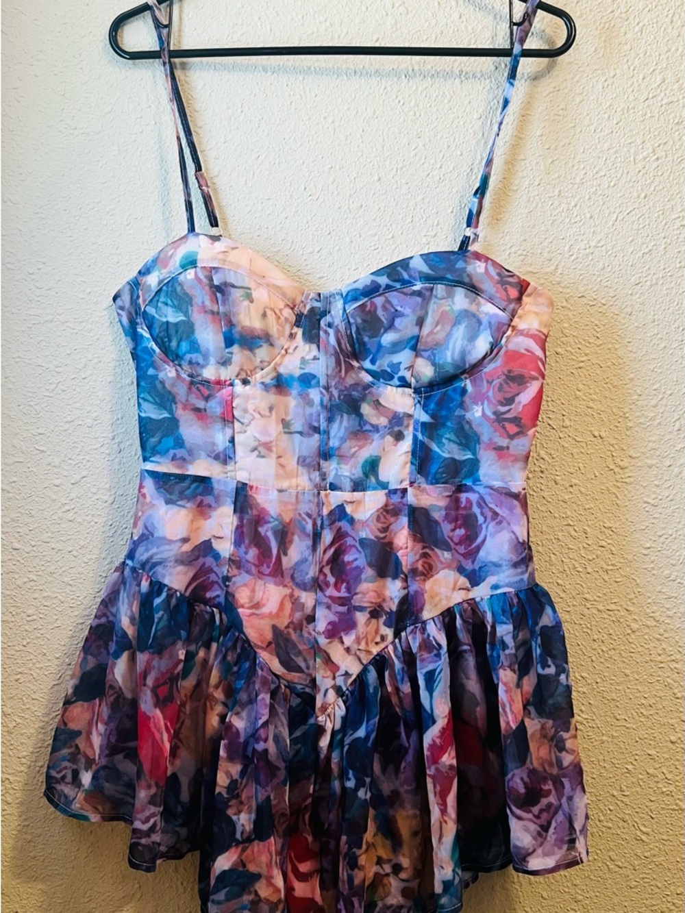 Cider Multicolor Floral Print Romper - Blue Purple Pink